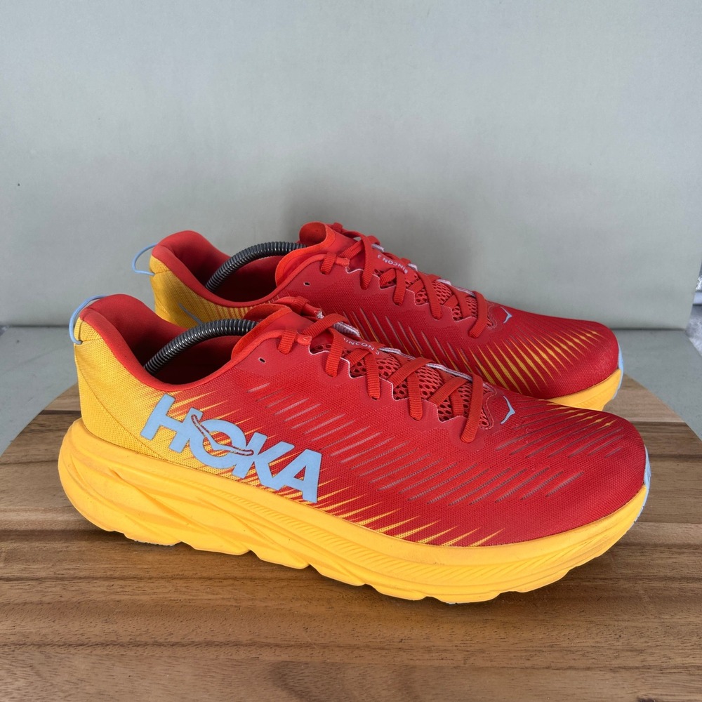 Hoka Rincon 3 Mens Running Shoes Red Orange Yellow Size 12 D Cushioned Comfort